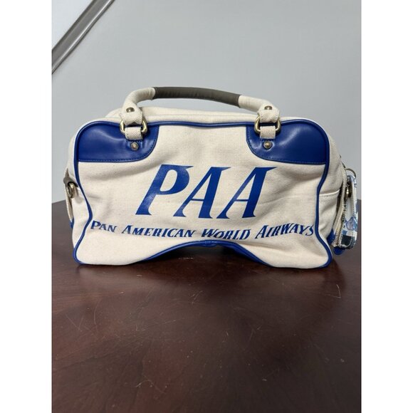 VTG PAA PAN AM Explorer Bag Weekender Pan Am White Canvas Travel Tag RARE MINT - Picture 6 of 15